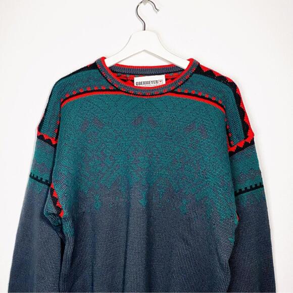 Obermeyer Other - Vintage Obermeyer Sweater Ski Wool Blend Size Men’s Medium Christmas Green Red